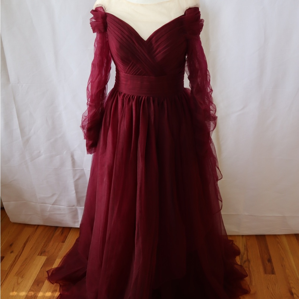 Elegant Burgundy Evening Gown